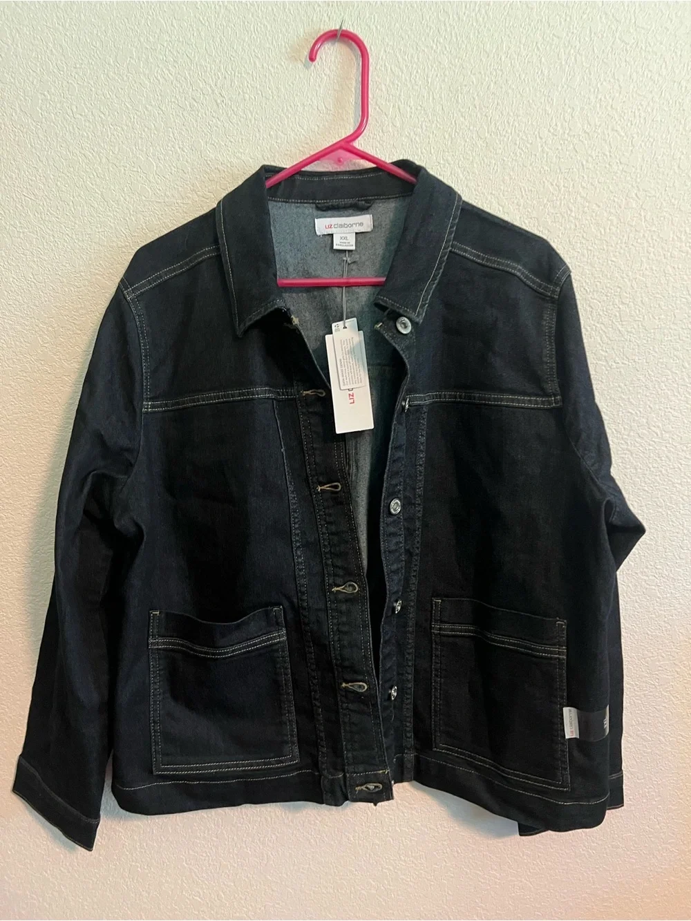 NWT Liz Claiborne Black Denim Jacket with Patch Pockets XXL - Picture 3 of 10